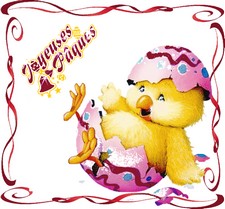 carte postale poussin joyeuse paques